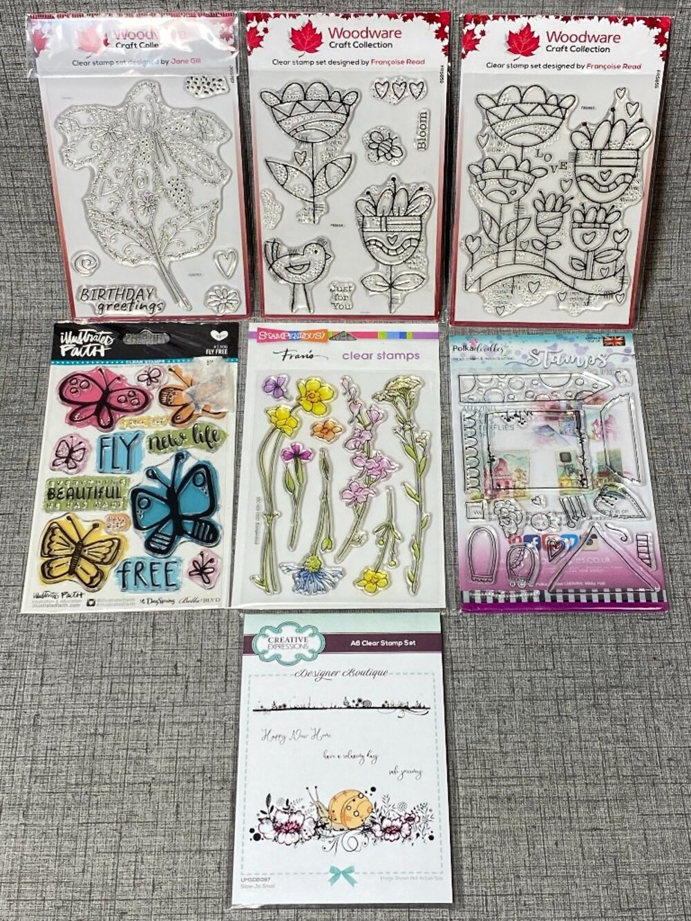 NEW Woodware Creative Expressions Clear Cling Stamp Mixed 7pc Lot
